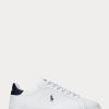 Pantofi de sport din piele Ralph Lauren Heritage Court II alb / bleumarin pentru bărbați Pantofi de sport din piele Ralph Lauren Heritage Court II alb / bleumarin pentru bărbați