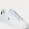 Pantofi de sport din piele Ralph Lauren Heritage Court II alb / bleumarin pentru bărbați Pantofi de sport din piele Ralph Lauren Heritage Court II alb / bleumarin pentru bărbați