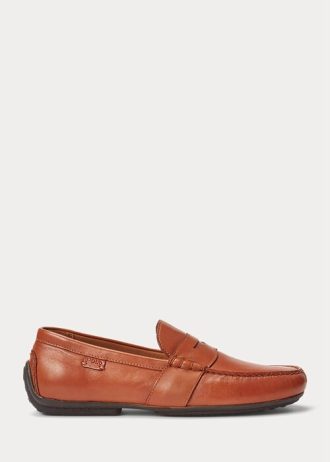 Pantofi maro pentru bărbați Ralph Lauren Reynold din piele șofer casual Pantofi maro pentru bărbați Ralph Lauren Reynold din piele șofer casual
