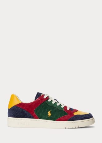Pantofi multicolori pentru bărbați, Ralph Lauren Court, din catifea din velur Pantofi multicolori pentru bărbați, Ralph Lauren Court, din catifea din velur