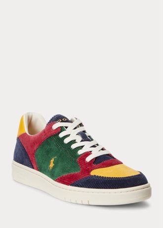 Pantofi multicolori pentru bărbați, Ralph Lauren Court, din catifea din velur Pantofi multicolori pentru bărbați, Ralph Lauren Court, din catifea din velur