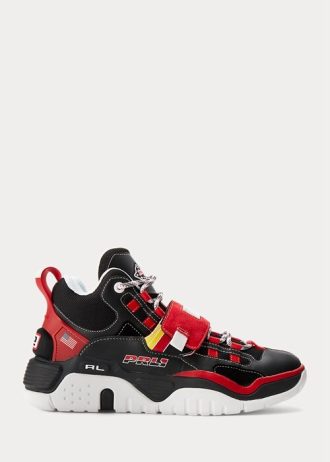 Pantofi înalți pentru bărbați, negri/roșii, Ralph Lauren PS100 Pantofi înalți pentru bărbați, negri/roșii, Ralph Lauren PS100