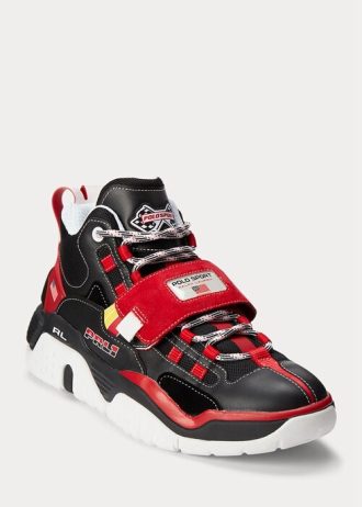 Pantofi înalți pentru bărbați, negri/roșii, Ralph Lauren PS100 Pantofi înalți pentru bărbați, negri/roșii, Ralph Lauren PS100