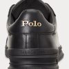 Pantofi negri din piele Ralph Lauren Heritage Court II pentru bărbați Pantofi negri din piele Ralph Lauren Heritage Court II pentru bărbați