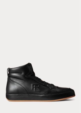 Pantofi negri pentru bărbați Ralph Lauren Jaemyn din piele de vițel înalți