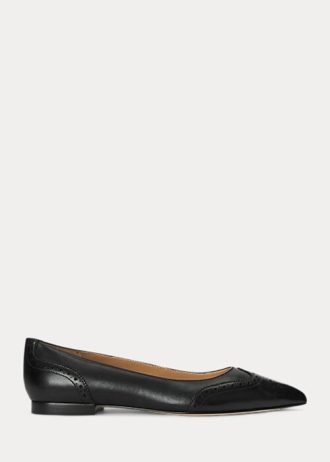 Pantofi negri Ralph Lauren Loraine din piele lustruită pentru balet