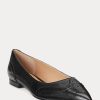 Pantofi negri Ralph Lauren Loraine din piele lustruită pentru balet Pantofi negri Ralph Lauren Loraine din piele lustruită pentru balet