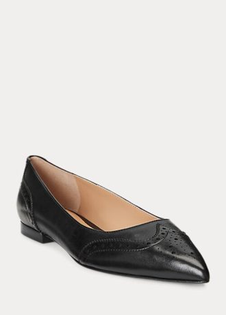 Pantofi negri Ralph Lauren Loraine din piele lustruită pentru balet