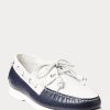 Pantofi ocazional din piele bicolor Ralph Lauren Merton crem / bleumarin pentru bărbați