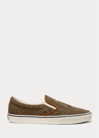 Pantofi pentru bărbați, maro/maro, Ralph Lauren Keaton Tweed, cu slip-on