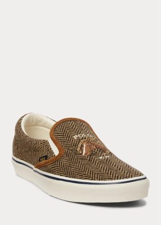Pantofi pentru bărbați, maro/maro, Ralph Lauren Keaton Tweed, cu slip-on