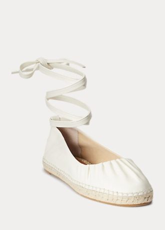 Pantofi plat cu șireturi din piele nappa Cecilia Ralph Lauren de damă crem Pantofi plat cu șireturi din piele nappa Cecilia Ralph Lauren de damă crem