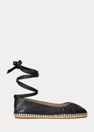 Pantofi plat cu șireturi din piele nappa Cecilia Ralph Lauren de damă negri Pantofi plat cu șireturi din piele nappa Cecilia Ralph Lauren de damă negri