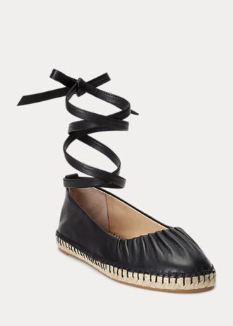 Pantofi plat cu șireturi din piele nappa Cecilia Ralph Lauren de damă negri Pantofi plat cu șireturi din piele nappa Cecilia Ralph Lauren de damă negri