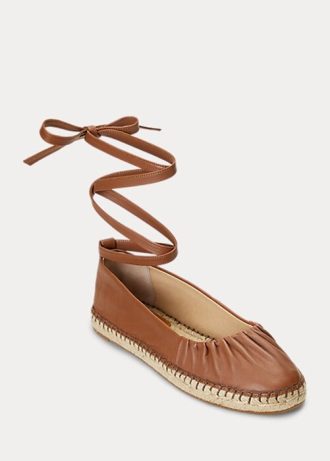 Pantofi plat cu șireturi din piele nappa Cecilia Ralph Lauren maro de damă Pantofi plat cu șireturi din piele nappa Cecilia Ralph Lauren maro de damă