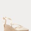 Pantofi plat cu pană de pânză Ralph Lauren, crem, cu franjuri Pantofi plat cu pană de pânză Ralph Lauren, crem, cu franjuri