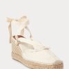 Pantofi plat cu pană de pânză Ralph Lauren, crem, cu franjuri Pantofi plat cu pană de pânză Ralph Lauren, crem, cu franjuri