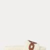 Pantofi plat din shearling cu finisaje din piele Ralph Lauren Dixie de damă crem