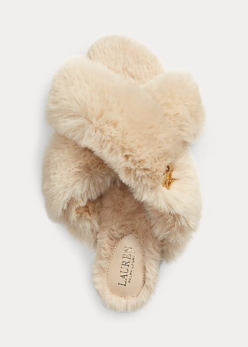 Pantofi plati din blană artificială Ralph Lauren Sydni de damă bej Pantofi plati din blană artificială Ralph Lauren Sydni de damă bej