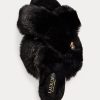 Pantofi plati din blană artificială Ralph Lauren Sydni de damă negri Pantofi plati din blană artificială Ralph Lauren Sydni de damă negri