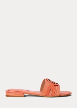 Pantofi plati din piele cu relief de crocodil, Ralph Lauren Alegra, portocalii Pantofi plati din piele cu relief de crocodil, Ralph Lauren Alegra, portocalii