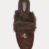 Pantofi plati din piele intoarsa cu garnituri de blana artificiala Ralph Lauren Savanah de dama ciocolata Pantofi plati din piele intoarsa cu garnituri de blana artificiala Ralph Lauren Savanah de dama ciocolata