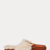 Pantofi plati din piele intoarsa, maro, Ralph Lauren Savanah de dama