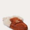 Pantofi plati din piele intoarsa, maro, Ralph Lauren Savanah de dama
