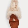 Pantofi plati din piele intoarsa, maro, Ralph Lauren Savanah de dama