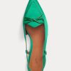 Pantofi plati din satin cu amestec de mătase Ralph Lauren, verzi, pentru femei