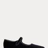 Pantofi plati Mary Jane din catifea Ralph Lauren negri pentru femei Pantofi plati Mary Jane din catifea Ralph Lauren negri pentru femei