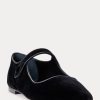 Pantofi plati Mary Jane din catifea Ralph Lauren negri pentru femei Pantofi plati Mary Jane din catifea Ralph Lauren negri pentru femei