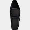 Pantofi plati Mary Jane din catifea Ralph Lauren negri pentru femei Pantofi plati Mary Jane din catifea Ralph Lauren negri pentru femei