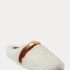 Pantofi plati Ralph Lauren Polo ID Shearling albi de damă Pantofi plati Ralph Lauren Polo ID Shearling albi de damă
