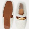 Pantofi plati Ralph Lauren Polo ID Shearling albi de damă Pantofi plati Ralph Lauren Polo ID Shearling albi de damă