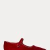Pantofi plati roșii de damă Ralph Lauren catifea Mary Jane Pantofi plati roșii de damă Ralph Lauren catifea Mary Jane