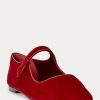 Pantofi plati roșii de damă Ralph Lauren catifea Mary Jane Pantofi plati roșii de damă Ralph Lauren catifea Mary Jane