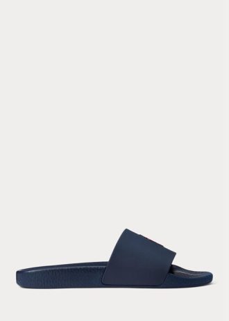 Papuci Ralph Lauren Signature Pony pentru bărbați bleumarin/roșu Papuci Ralph Lauren Signature Pony pentru bărbați bleumarin/roșu