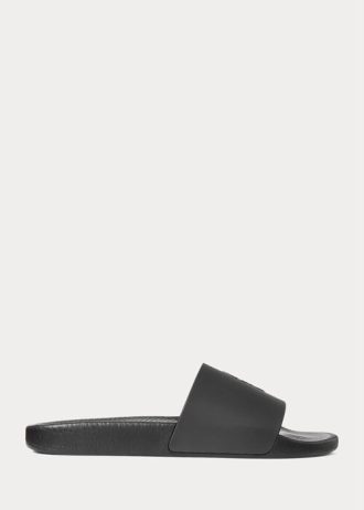 Papuci Ralph Lauren Signature Pony pentru bărbați negri/albi