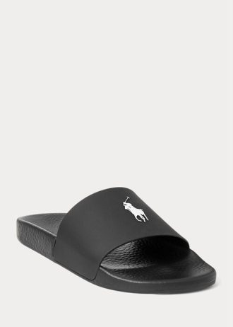 Papuci Ralph Lauren Signature Pony pentru bărbați negri/albi