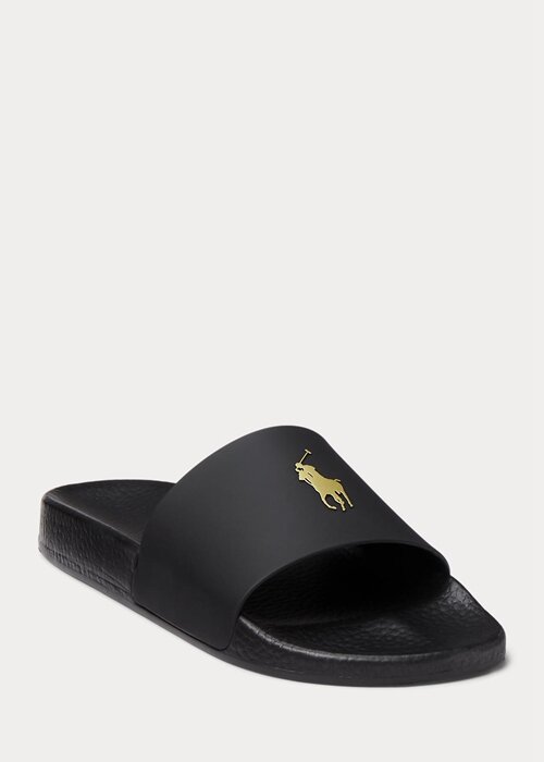 Papuci Ralph Lauren Signature Pony pentru bărbați negri/aurii Papuci Ralph Lauren Signature Pony pentru bărbați negri/aurii