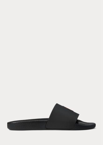 Papuci Ralph Lauren Signature Pony pentru bărbați negri/roșii