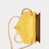 Portofele Ralph Lauren Polo ID pentru damă, muștar, cu lanț în relief cu croc