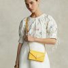Portofele Ralph Lauren Polo ID pentru damă, muștar, cu lanț în relief cu croc