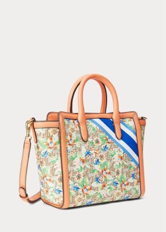 Prnt Khaki Mjcqrd/Portsid Genți tote pentru femei Ralph Lauren, jacquard, medii, cu monogramă