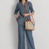 Prnt Khaki Mjcqrd/Portsid Genți tote pentru femei Ralph Lauren, jacquard, medii, cu monogramă
