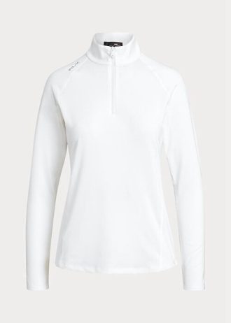 Pulover cu fermoar sfert alb pentru femei Ralph Lauren