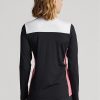 Pulover cu fermoar sfert pentru femei Ralph Lauren, cu dungi chevron, negre