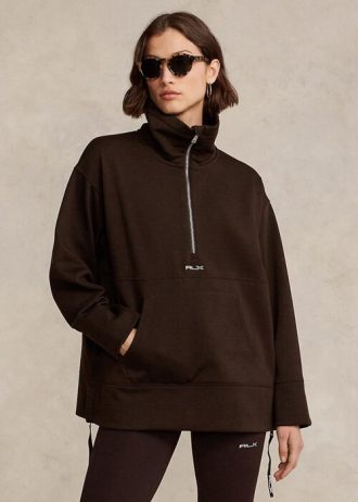 Pulover cu tunică fleece cu fermoar sfert Ralph Lauren pentru femei negre