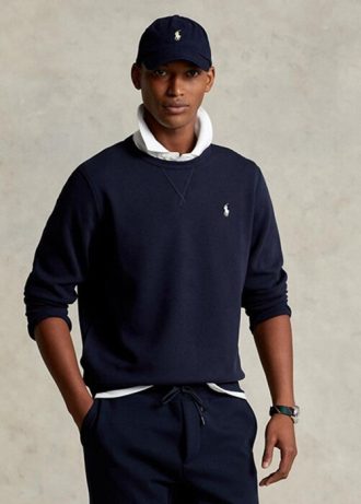 Pulover din tricot dublu Ralph Lauren pentru bărbați bleumarin Pulover din tricot dublu Ralph Lauren pentru bărbați bleumarin
